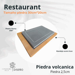 10. Tabla con piedra volcanica 30cm*20cm*2,5cm.. 400º